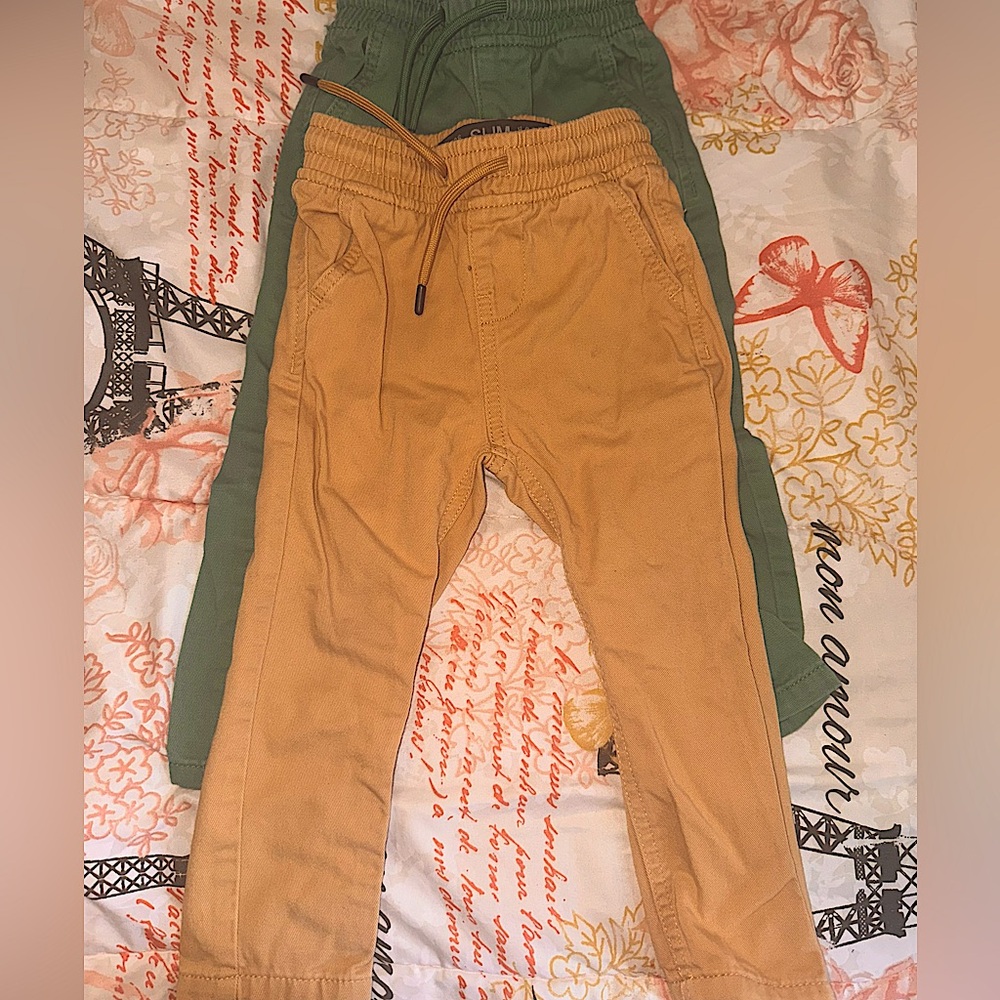 Toddler 2 pack of drawstring Khaki pants.